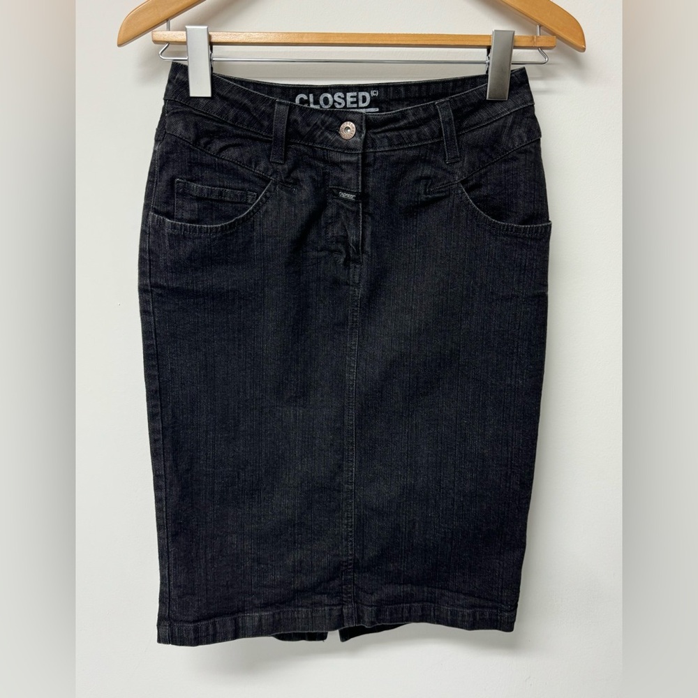 Closed Vintage Black Washed Denim Pencil Skirt, EU Size 40